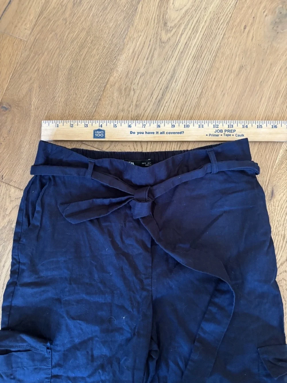 Zara linen/cotton blend cargo pants blue womens small